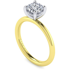 Gabriel " Cari" 14K White-Yellow Gold Solitaire with Hidden Halo Engagement Ring