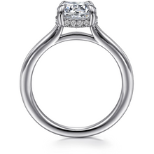 Load image into Gallery viewer, Gabriel &quot;Aldon&quot; 14K White Gold Hidden Halo Solitaire Engagement Ring
