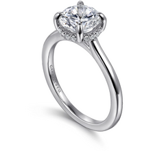 Load image into Gallery viewer, Gabriel &quot;Aldon&quot; 14K White Gold Hidden Halo Solitaire Engagement Ring
