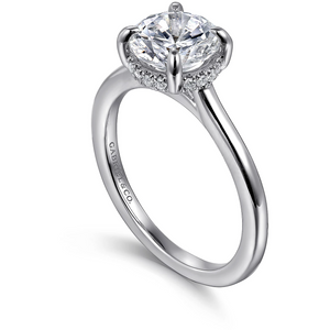 Gabriel "Aldon" 14K White Gold Hidden Halo Solitaire Engagement Ring