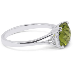 14K White Gold Cushion Gemstone and Diamond Ring