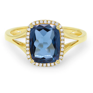 14K Yellow Gold Cushion Gemstone Split Shank Ring