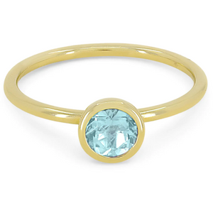 14K Yellow Gold Round Bezel Gemstone Ring