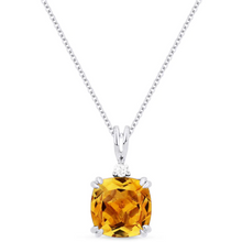 Load image into Gallery viewer, 14K White Gold Cushion Gemstone and Diamond Accent Pendant
