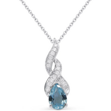 Load image into Gallery viewer, 14K White Gold Pear Gemstone and Diamond Accent Pendant
