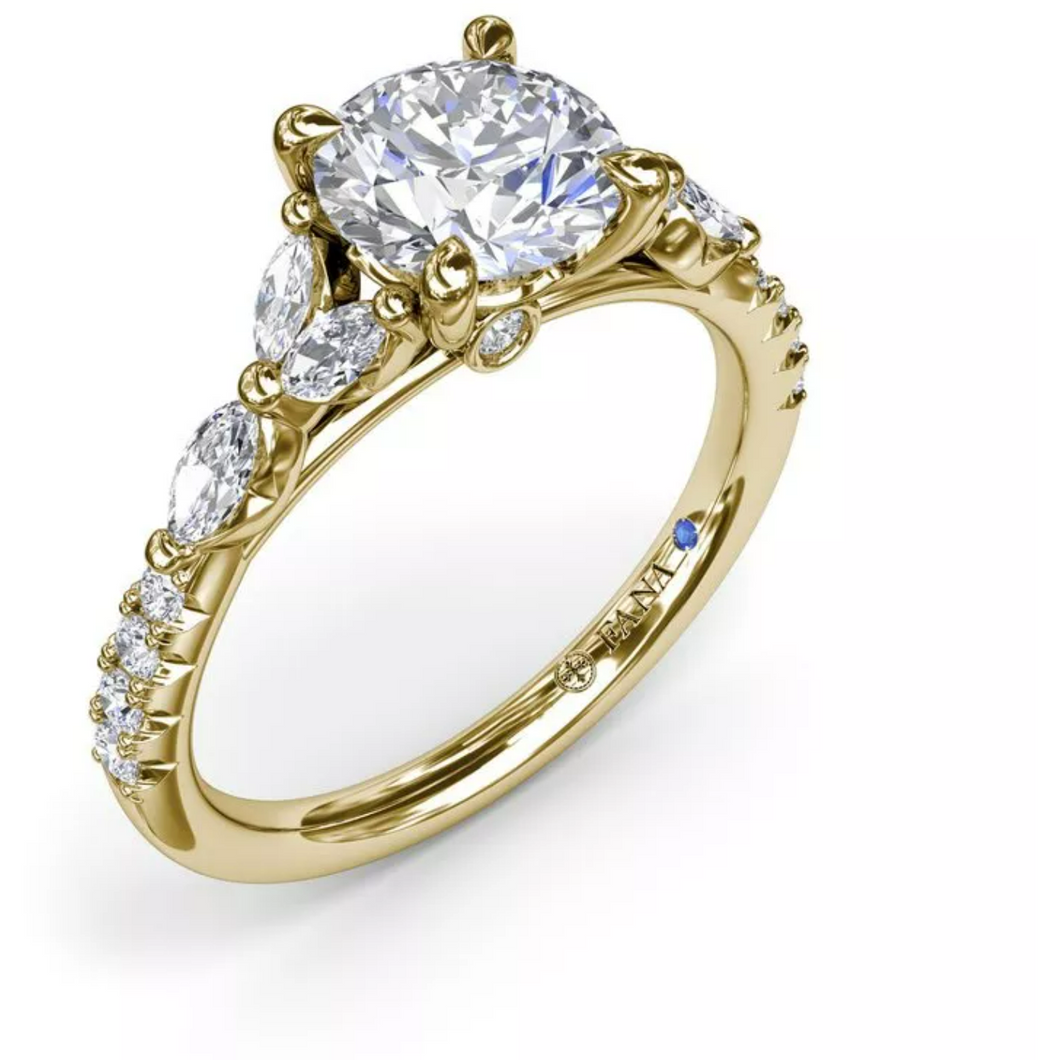 Fana 14K Yellow Gold Vintage Floral Diamond Engagement Ring