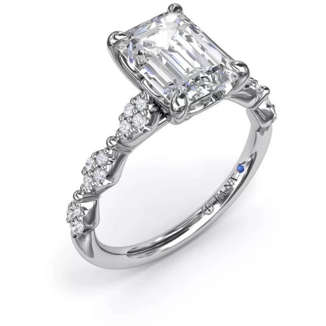 Fana 14K White Gold Modern Vintage Diamond Engagement Ring