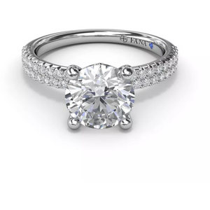 Fana 14K White Gold Double Diamond Row Engagement Ring
