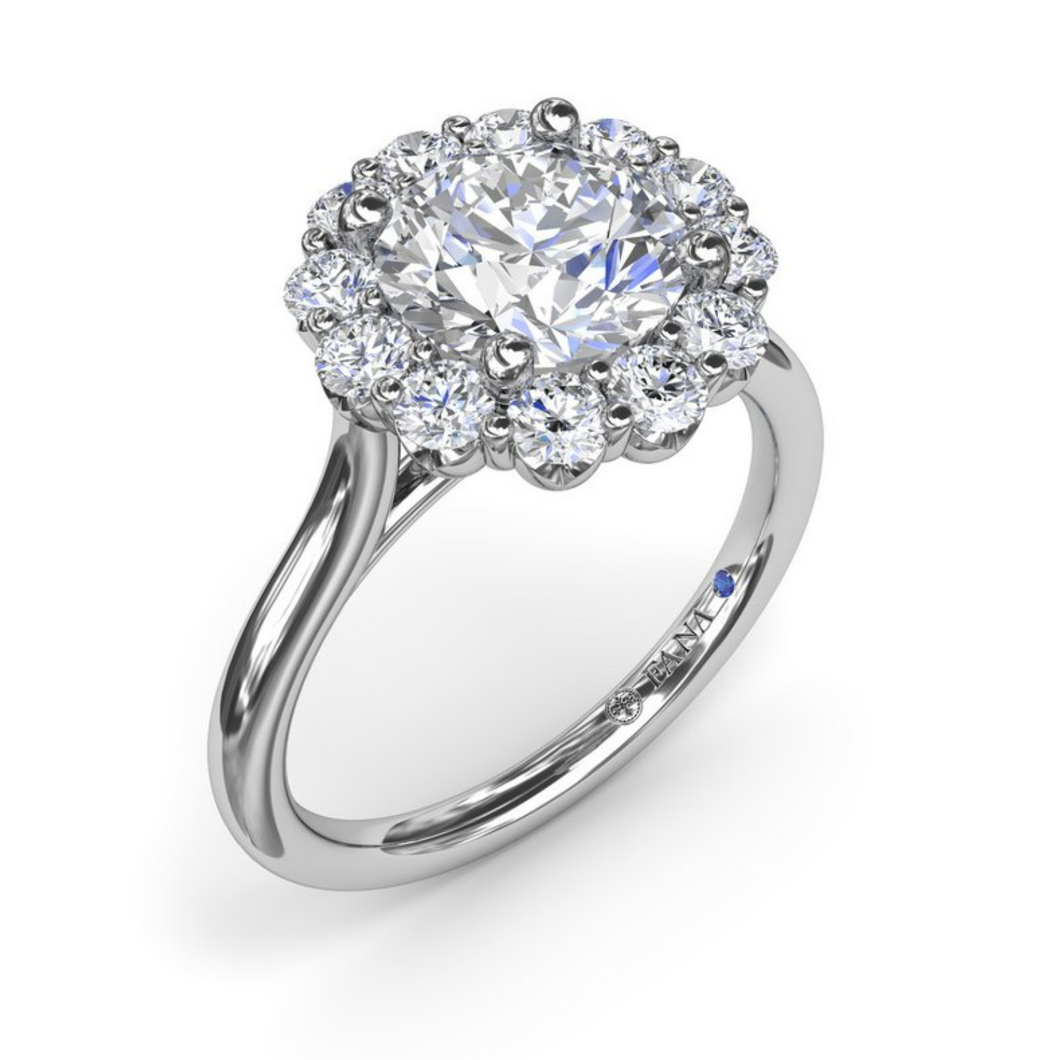 Fana 14K White Gold Floral Halo Diamond Engagement Ring