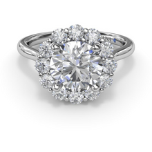 Load image into Gallery viewer, Fana 14K White Gold Floral Halo Diamond Engagement Ring
