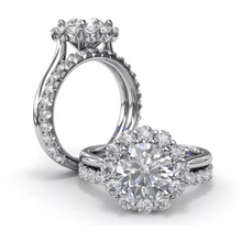 Load image into Gallery viewer, Fana 14K White Gold Floral Halo Diamond Engagement Ring
