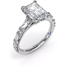 Load image into Gallery viewer, Fana 14K White Gold Baguette &amp; Round Diamond Engagement Ring
