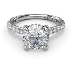 Fana 14K White Gold Diamond Classic Hidden Halo Engagement Ring