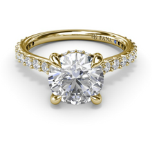 Load image into Gallery viewer, Fana 14K Yellow Gold Diamond Classic Hidden Halo Engagement Ring
