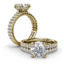 Load image into Gallery viewer, Fana 14K Yellow Gold Diamond Classic Hidden Halo Engagement Ring
