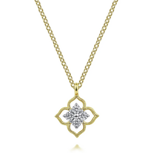 Gabriel 14K Yellow Gold Floral Diamond Necklace