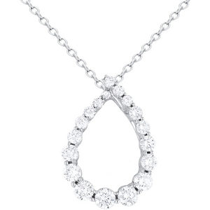 14K White Gold Graduated Open Pear Diamond Pendant