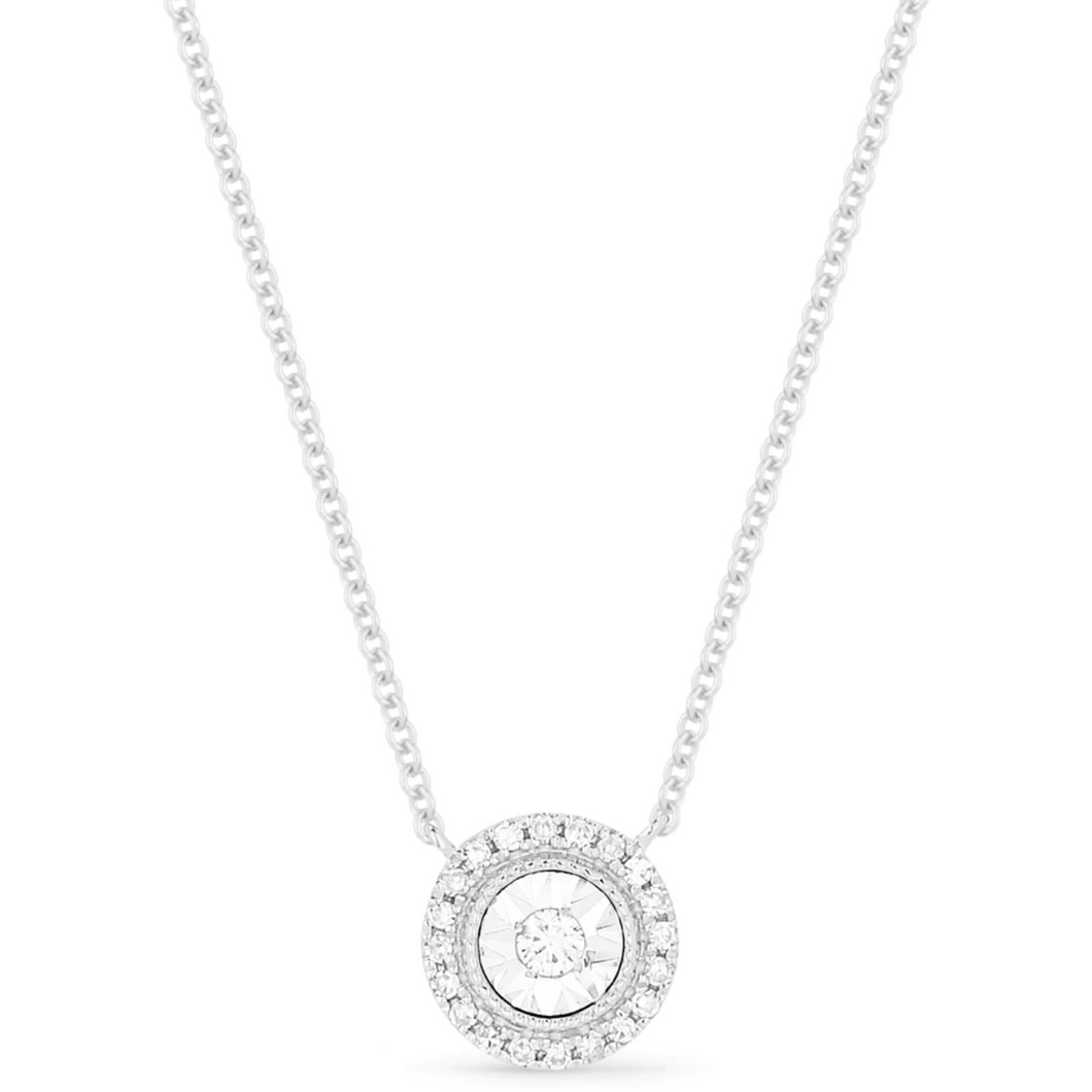 14K White Gold Diamond Illusion Halo Pendant