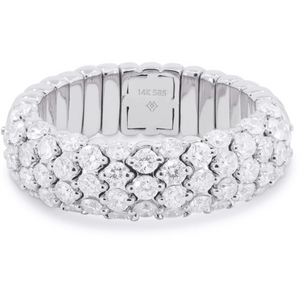 14K White Gold Classic Domed Diamond Pave Stretch Band