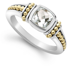 Load image into Gallery viewer, Lagos Sterling Silver and 18K Yellow Gold White Topaz Cushion Ring
