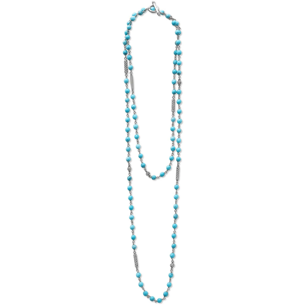 Lagos Sterling Silver Long Turquoise Beaded Necklace
