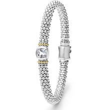 Load image into Gallery viewer, Lagos 18k Gold and Sterling Silver White Topaz Cushion Rope Bracelet
