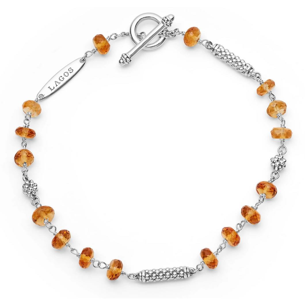 Lagos Sterling Silver Citrine Beaded Bracelet