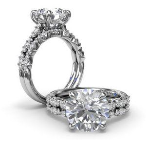 Fana 14K White Gold Petite Pave Marquise Station Diamond Engagement Ring