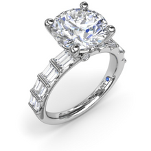 Load image into Gallery viewer, Fana 14K White Gold Double Baguette Row Diamond Engagement Ring
