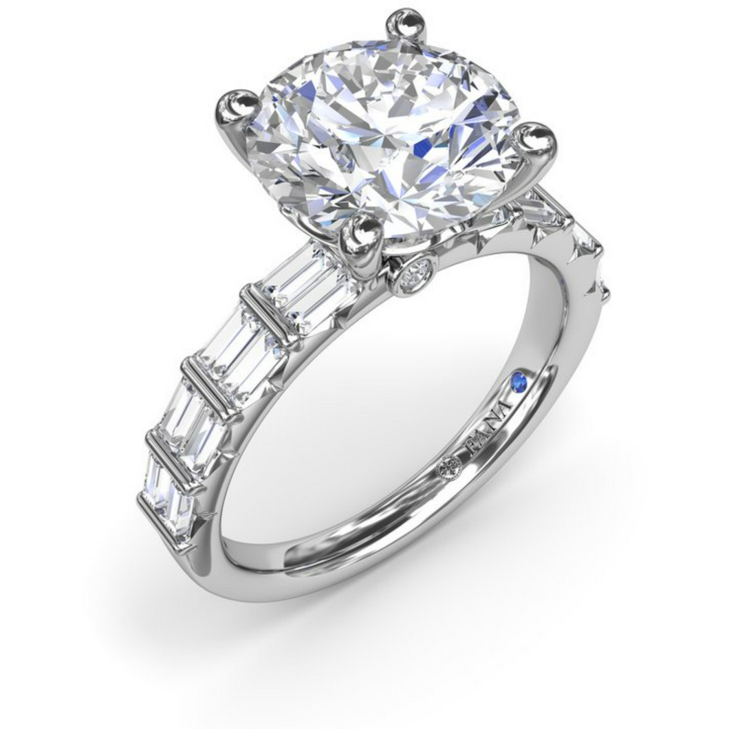 Fana 14K White Gold Double Baguette Row Diamond Engagement Ring