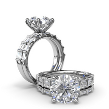 Load image into Gallery viewer, Fana 14K White Gold Double Baguette Row Diamond Engagement Ring

