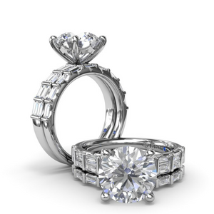 Fana 14K White Gold Double Baguette Row Diamond Engagement Ring