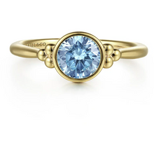 Load image into Gallery viewer, Gabriel 14K Yellow Gold Blue Topaz Bujukan Bezel Ring
