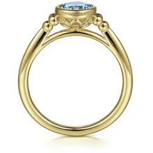 Load image into Gallery viewer, Gabriel 14K Yellow Gold Blue Topaz Bujukan Bezel Ring
