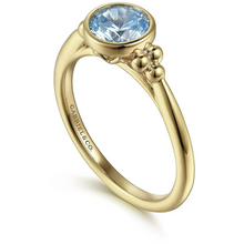 Load image into Gallery viewer, Gabriel 14K Yellow Gold Blue Topaz Bujukan Bezel Ring
