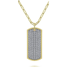 Load image into Gallery viewer, Gabriel 14K Yellow Gold Pave Diamond Dog Tag Bujukan Necklace
