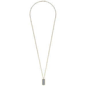 Gabriel 14K Yellow Gold Pave Diamond Dog Tag Bujukan Necklace