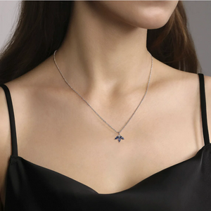 Gabriel 14K White Gold Lusso Diamond & Sapphire Necklace