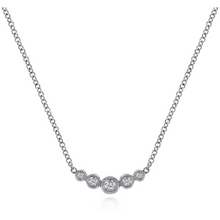 Load image into Gallery viewer, Gabriel 14K White Gold Curved Diamond Bar Necklace
