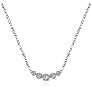 Gabriel 14K White Gold Curved Diamond Bar Necklace