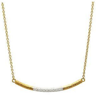 Gurhan Curved Bar Necklace with Pave Diamonds