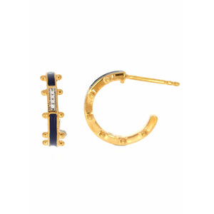 Ella Stein 14k Gold Plated "I See True Colors" Navy Diamond Huggie Earrings