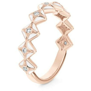 18K Rose Gold De Beers Forevermark Icon™ White Enamel Nine-Diamond Stacking Ring