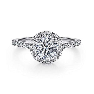 Gabriel "Carly" 14K White Gold Halo Engagement Ring