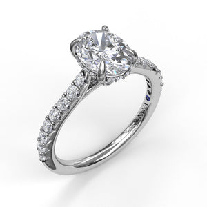 Fana 14K White Gold and Diamond Oval Engagement Ring