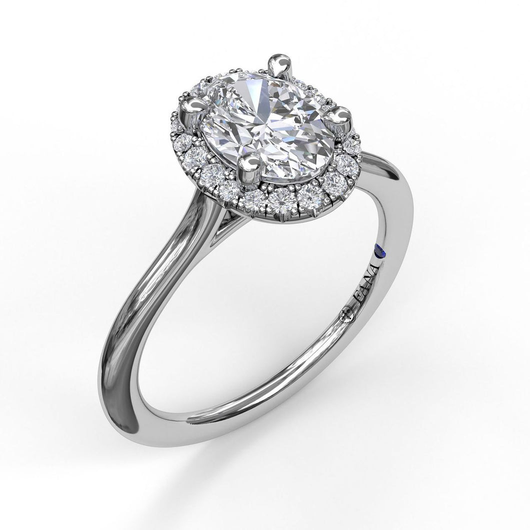 Fana 14K White Gold and Diamond Oval Halo Engagement Ring