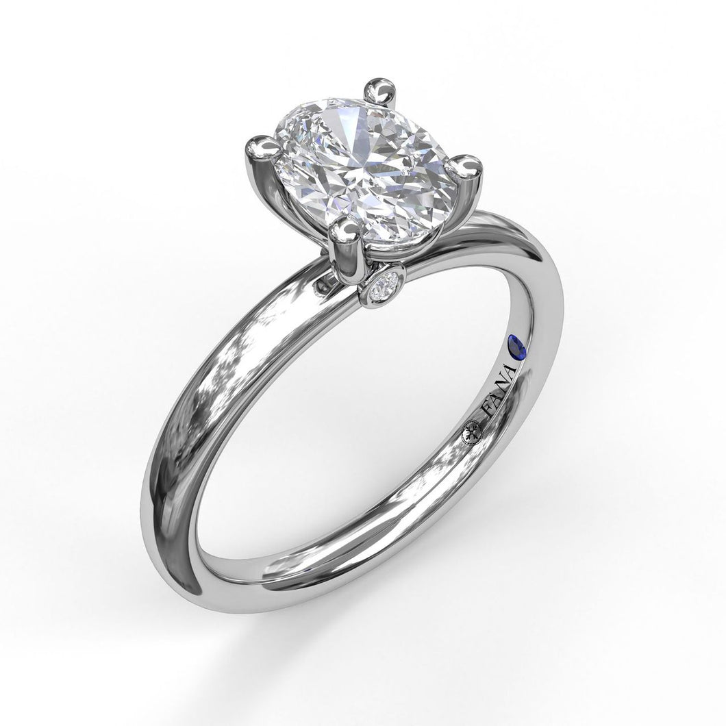 Fana 14K White Gold Oval Solitaire Engagemt Ring Mounting