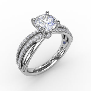 Fana 14K White Gold Contemporary Diamond Engagement Ring With Multi-Row Split Shank