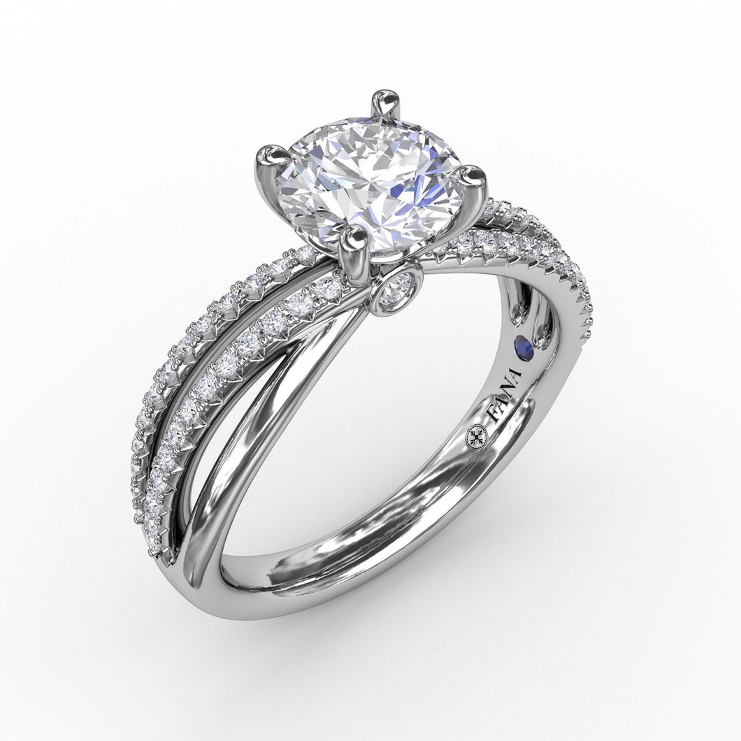 Fana 14K White Gold Contemporary Diamond Engagement Ring With Multi-Row Split Shank