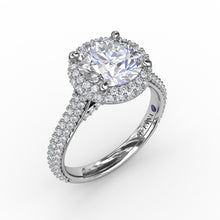 Load image into Gallery viewer, Fana 14K White Gold Pave Diamond Round Halo Engagement Ring
